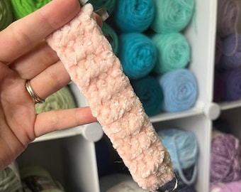 Handmade Baby Pink Crochet Velvet Wristlet Keychain
