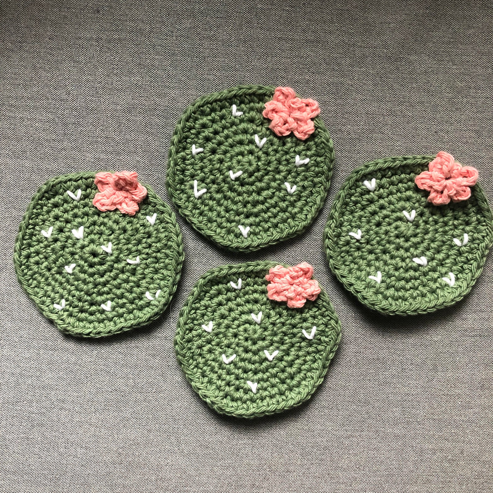 Crochet Cactus Coasters Handmade Coasters Set of 4 100 Etsy
