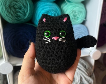 3.5” Crochet Small Black Kitty Cat Stuffed Animal Plushie, Cute Little Kitty, Halloween Cat, Handmade Black Cat Plush, Cat Lovers Gift