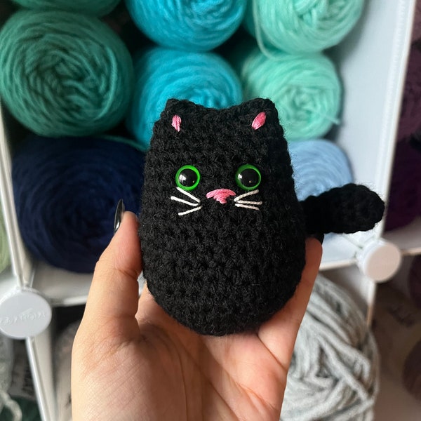 3.5” Crochet Small Black Kitty Cat Stuffed Animal Plushie, Cute Little Kitty, Halloween Cat, Handmade Black Cat Plush, Cat Lovers Gift
