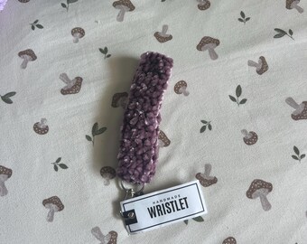 Handmade Plum Velvet Crochet Wristlet Keychain - 6" Accessory