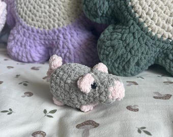 Crochet Rat Plushie: Handmade Gray Stuffed Animal (4.5")