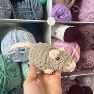4.5&quot; Chubby Gray Crochet Rat | Adorable Stuffed Animal | Handmade Plush | Perfect Gift for Rat Lovers | Unique Home Decor