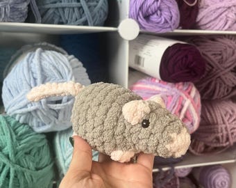Crochet Rat Plushie: Handmade Gray Stuffed Animal (4.5")