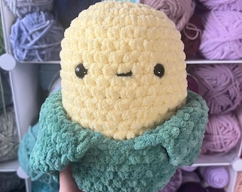 Crochet Corn Plushie: 9" Handmade Play Food Toy with Removable Husk