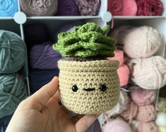Handcrafted Crochet Succulent in Tan Pot: Eco-Friendly Home Decor