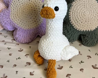 Crochet Goose Plushie: 11" Handmade Stuffed Animal
