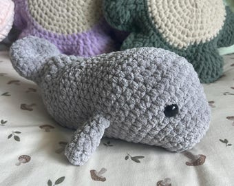 Crochet Manatee Plushie: 13" Handmade Stuffed Sea Cow