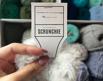 Handmade White Crochet Scrunchie: Fluffy Faux Fur Hair Accessory