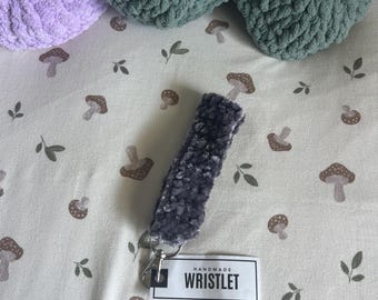 Handmade Vapor Gray Crochet Velvet Wristlet Keychain