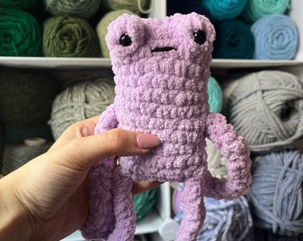 Handmade Crochet Purple Leggy Froggy: Amigurumi Decor