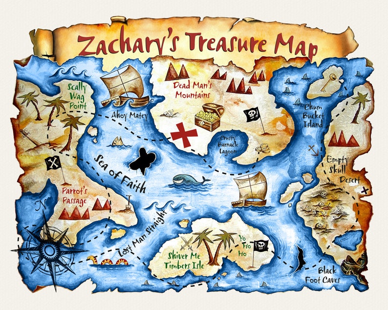 Customized to your Childs Name Treasure Map Etsy