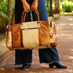 Hair-On-Hide Leather Duffel Bag: Large Exotic Weekender