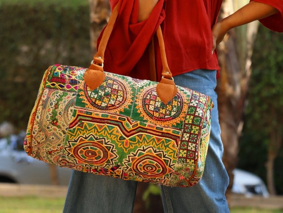 Cotton traders leather patchwork hotsell travel bag