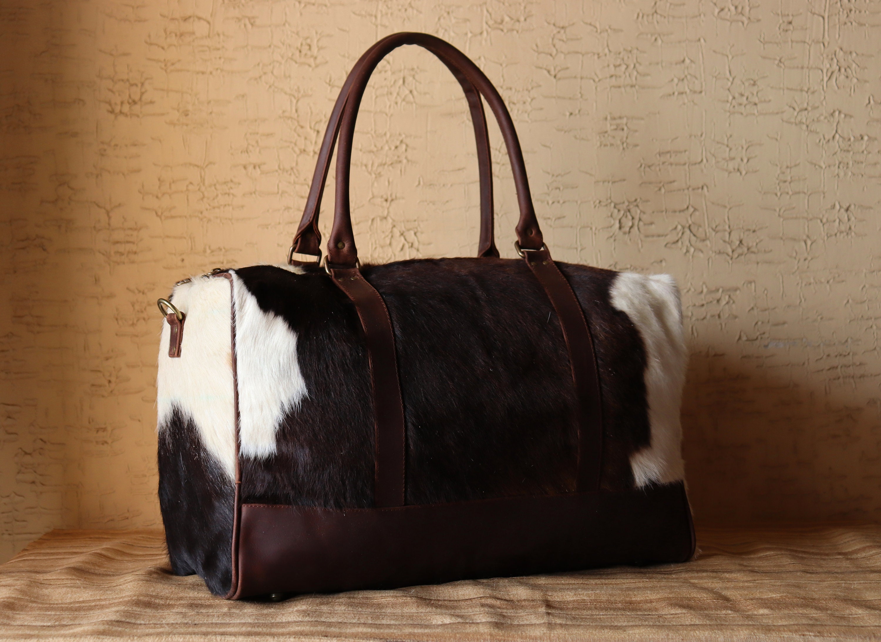Cow Hide Travel Bag Exotic Large Leather Cowhide Duffel Bag Etsy