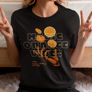 Magic Orange Vibes Unisex T-Shirt | Casual Summer Apparel, Festival Wear, Graphic Tee, Gift for Friends, Unisex Tee
