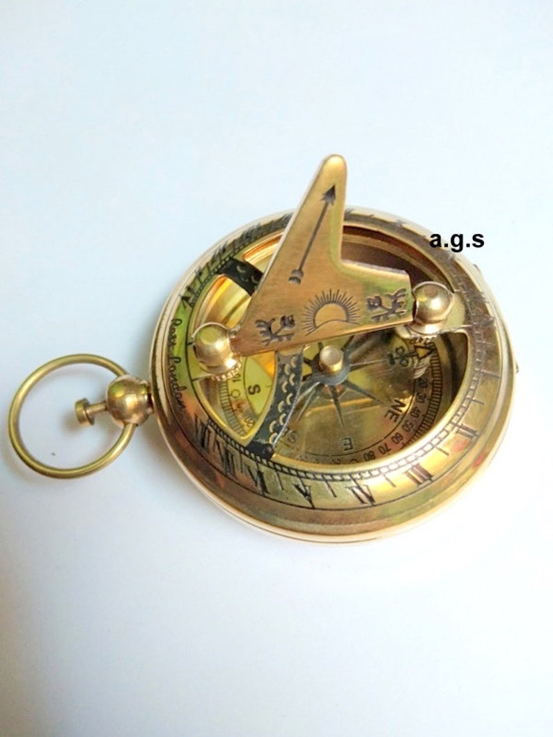 Solid Brass Hand-Made Vintage Working Nautical Sundial Compass Marine Decor