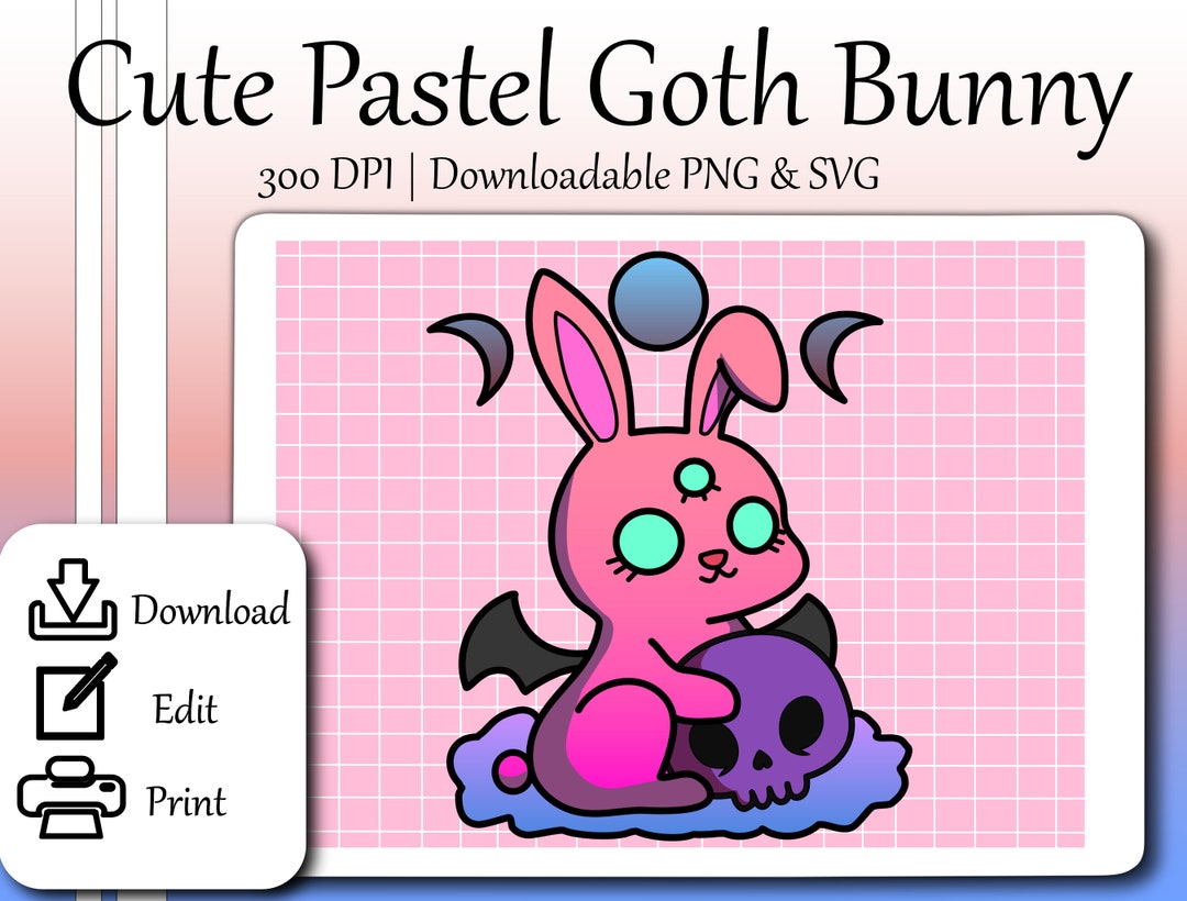 Pastel Goth Bunny Cute Pastel Goth Bunny Clipart Cute Etsy