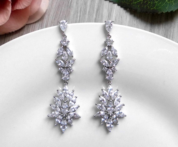 Cubic zirconia wedding earrings deals