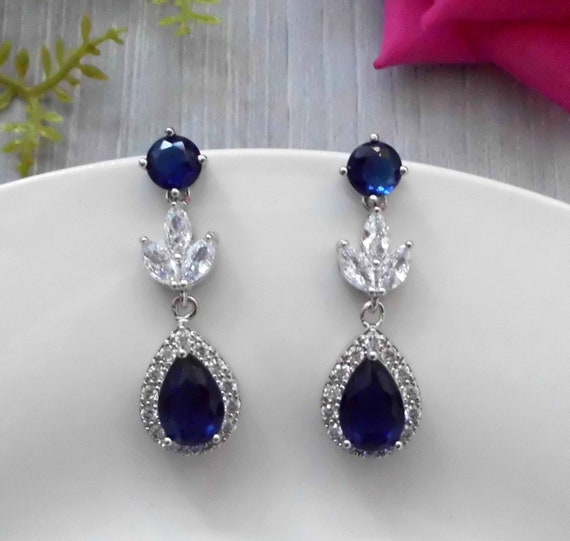 Sapphire and shop cubic zirconia earrings