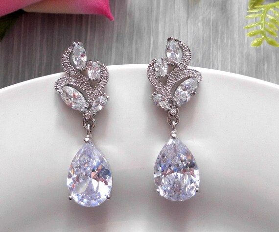 Platinum cubic zirconia shop stud earrings