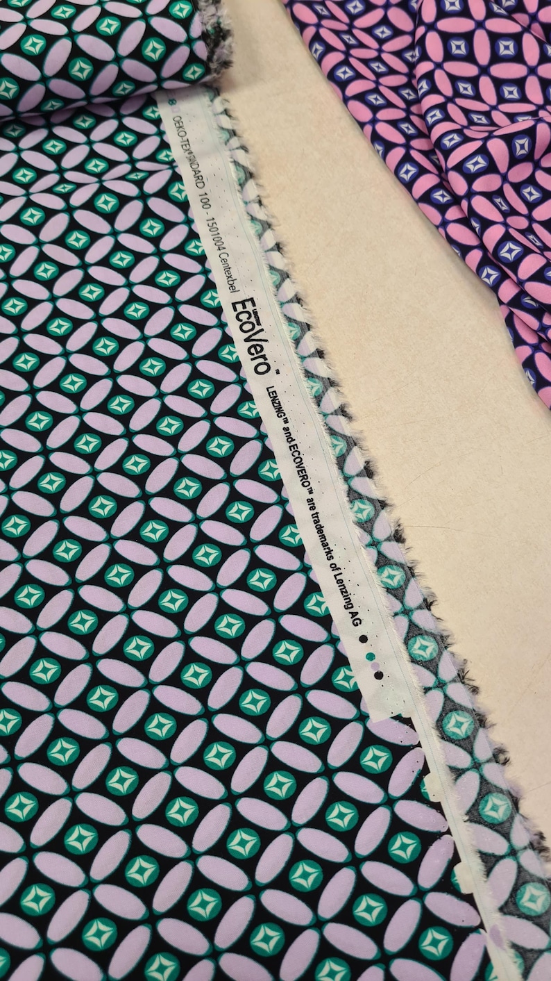 Woven LENZING ECOVERO viscose with geometri retro print/sewing summer dress/by fabric/Sewing skirts/Sewing summer trousers/Abstract print image 4