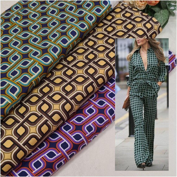 Tissu de viscose tissé à imprimé géométrique/tissu pour robe