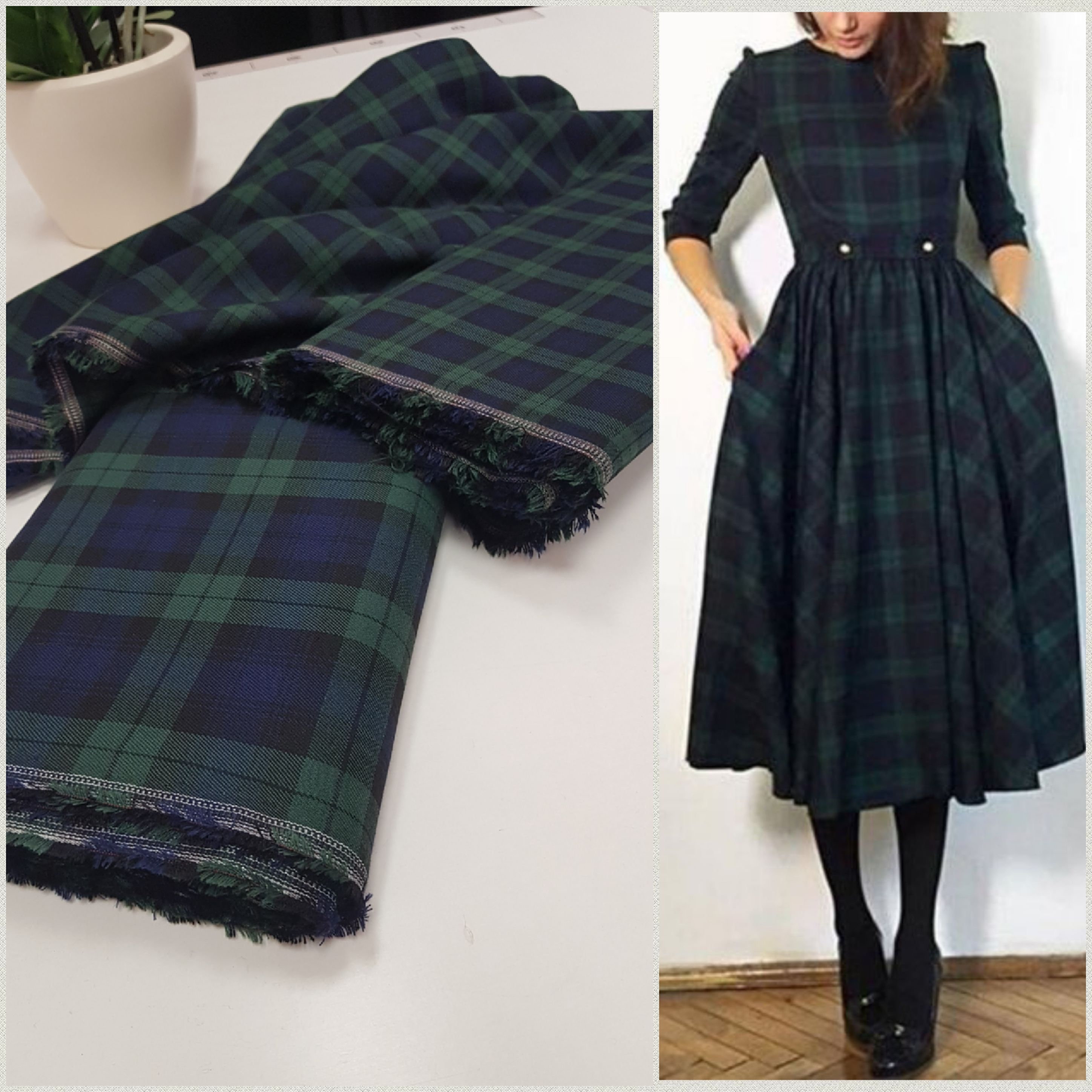 Ladies black watch tartan dress outlet