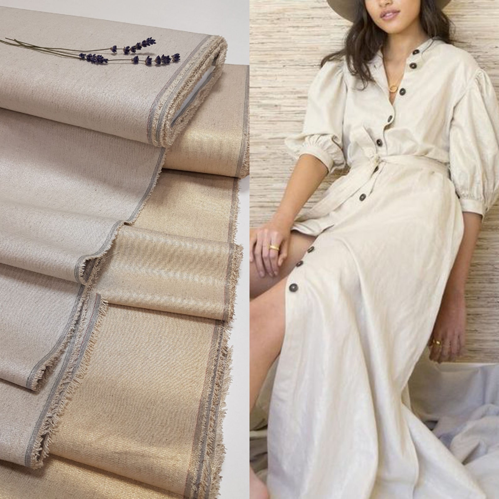 Linen fabric with viscose/linen with golden gloss/linen with Etsy