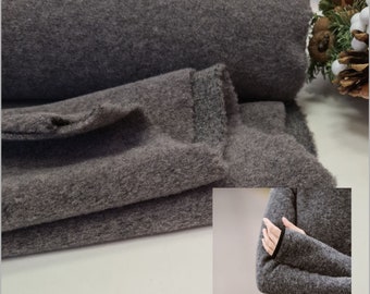knit wool fabric/ light grey melange wool/ dark grey wool fabric/ by fabric/ wool fabric with stretch/ soft wool fabric/ Lana cotta fabric