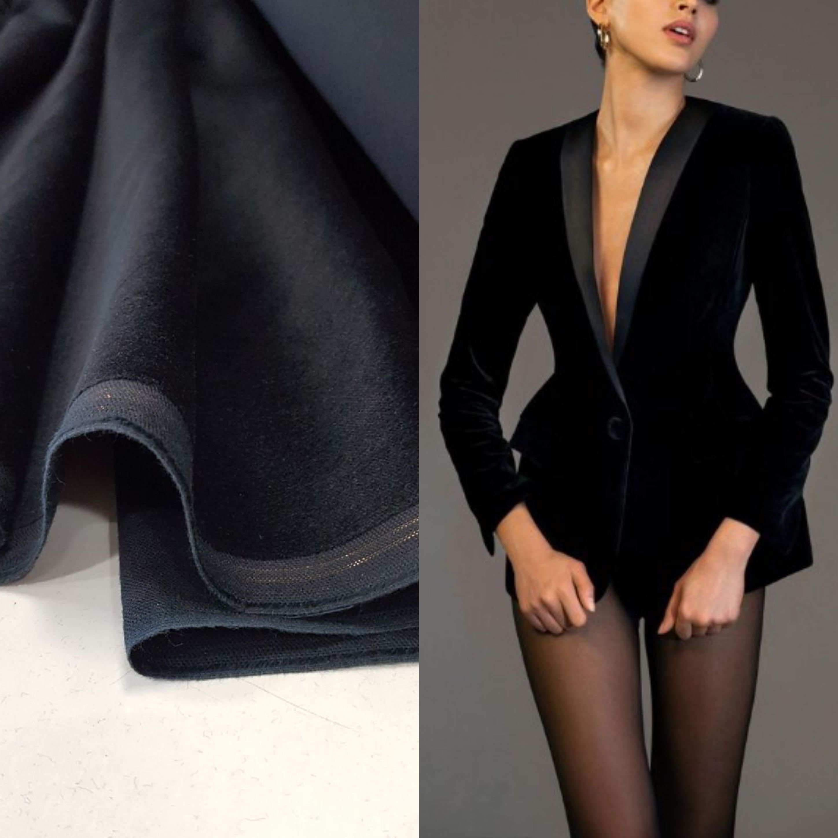 Cotton velvet/ fabric for jackets/ cotton velvet for blazers/navy velvet blazer/ black cotton velvet / by fabric/ non stretch velvet fabric