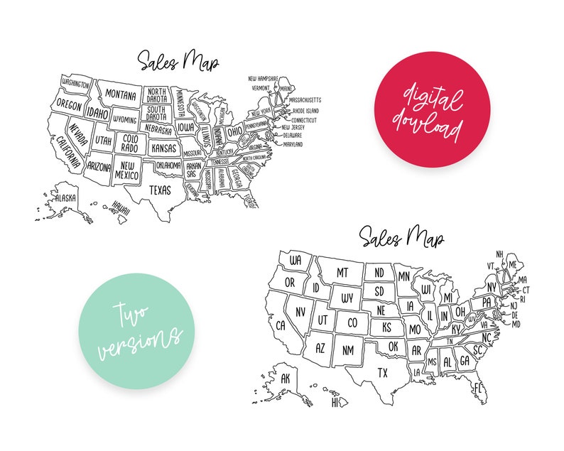 Sales Map Digital Download, for Procreate or Print, Instant Download US