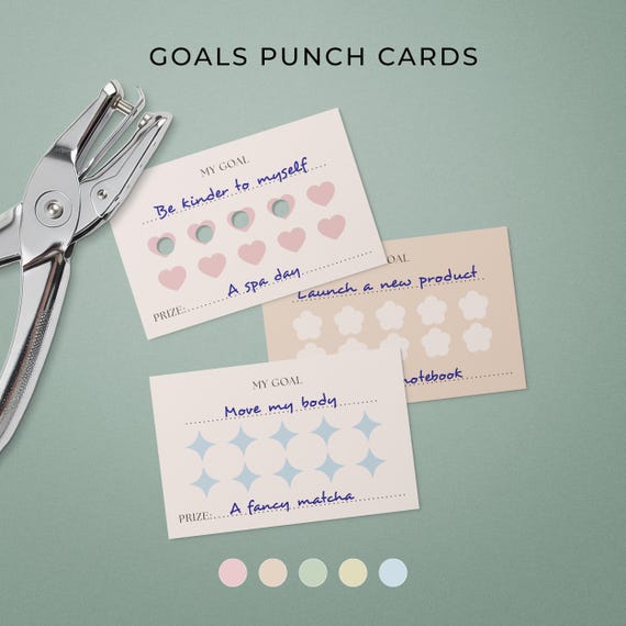 2026 Goals Punch Cards Printable Habit Tracker, Routine Tracker