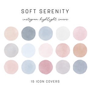 Instagram Highlight Covers Soft Serenity Watercolor IG Story Icons Light Blue Pink Blush Highlight Circles