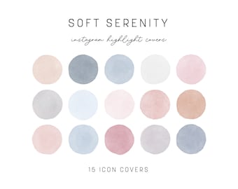 Instagram Highlight Covers Soft Serenity Aquarelle IG Story Icônes Bleu clair Rose Blush Highlight Circles