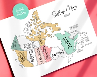 Canada Sales Map, Printable Tracker (Digital Download)