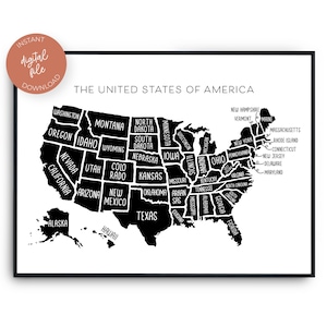 Große Landkarte USA Map Wandkunst für Schule Homeschool Klassenzimmer Wohnheim