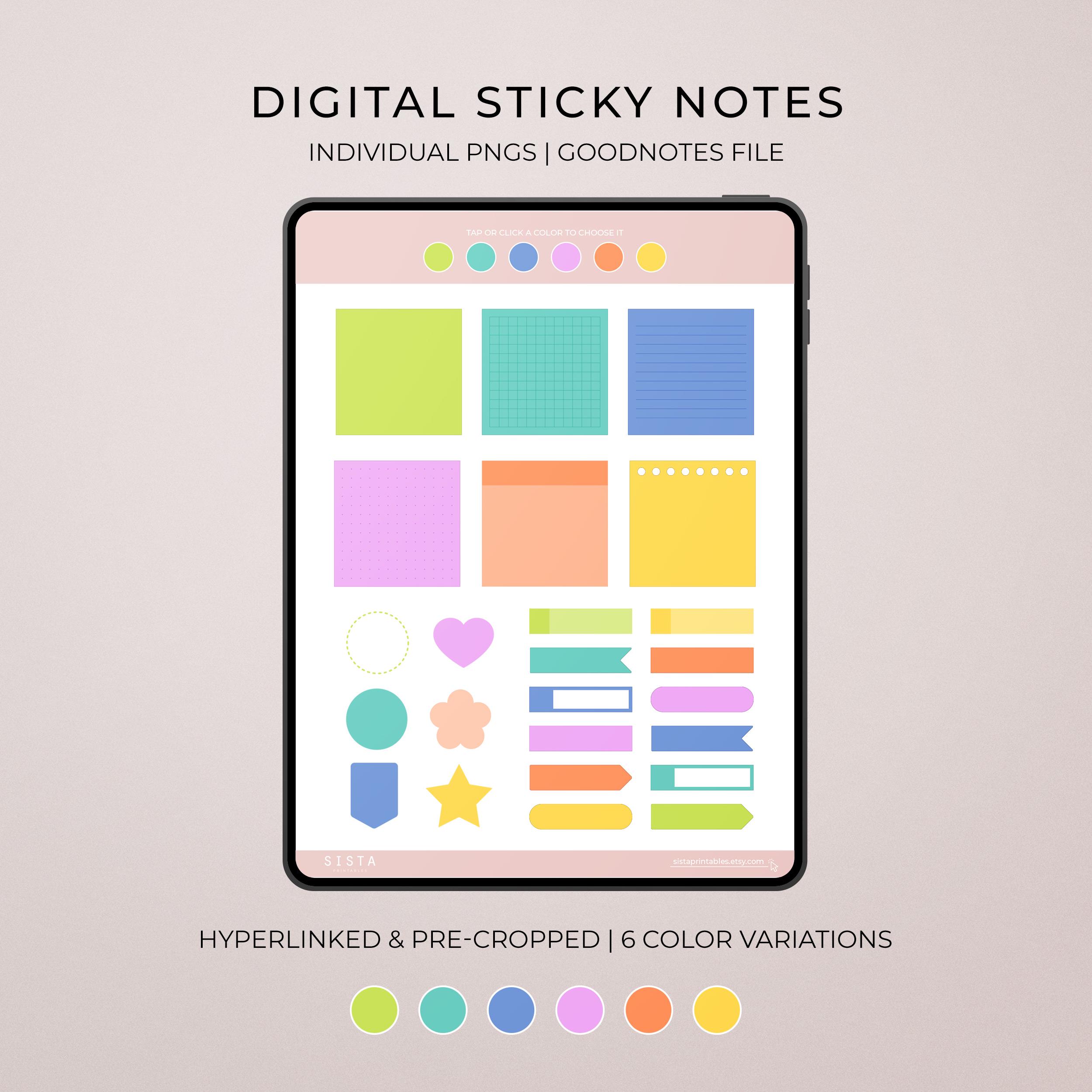 Sticky Notes Digital Stickers | Planner Sticker Set | 228 Pngs ...