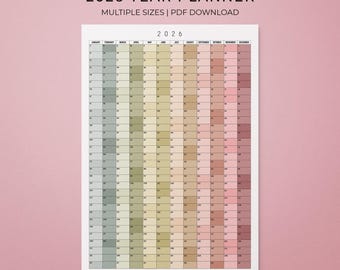 2026 Printable Wall Calendar, Year-at-a-Glance, Vertical Flow Layout, Portrait Annual Planner (PDF)
