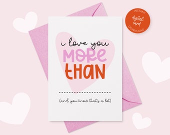 Funny Valentine's Card, Printable Greeting Card, Valentine's Day Card, Romantic Card, Card for Boyfriend, Girlfriend, Wife, Husband