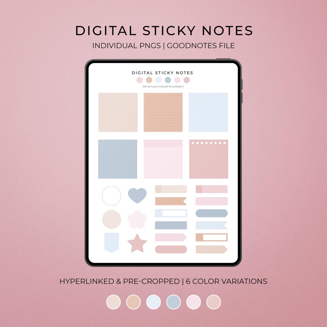 Sticky Notes Widget Solid Color Digital Sticky Notes, Transparent and Solid Stickers, 228 Pngs ...