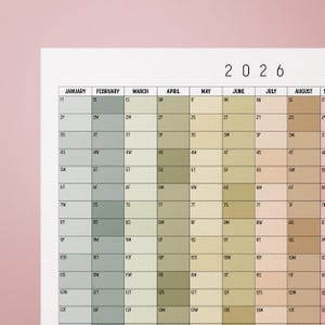 May include: A 2026 calendar in a minimalist style. The calendar grid has a neutral colour scheme with months and dates clearly labelled. The year "2026" is displayed at the top. Suitable for home or office use.