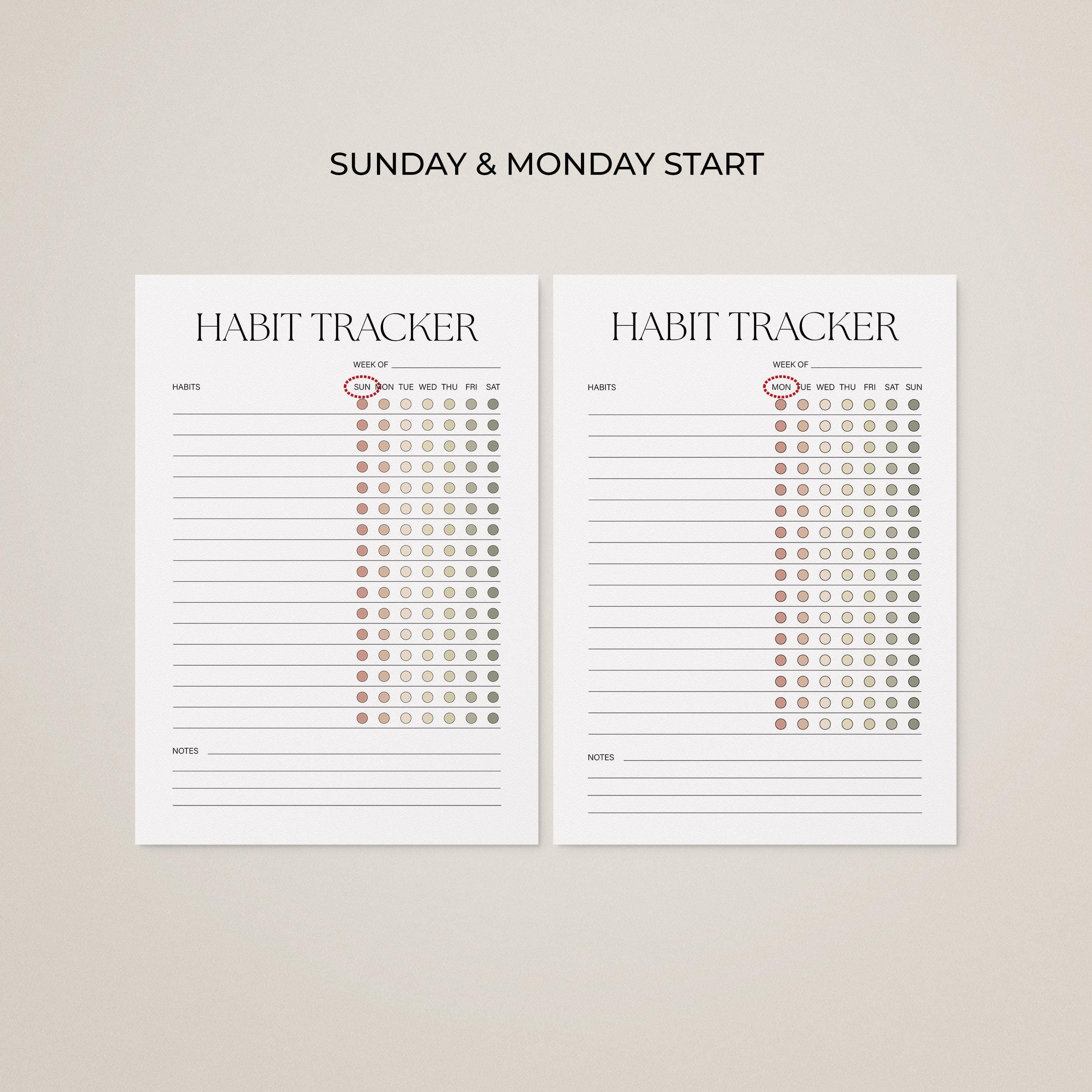 Printable Habit Tracker Digital Weekly Routine Checklist Planner Insert ...