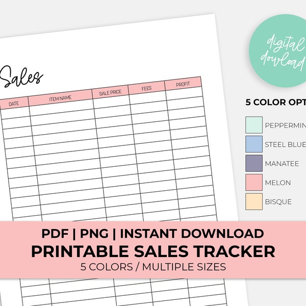 Sales Log Printable - Etsy