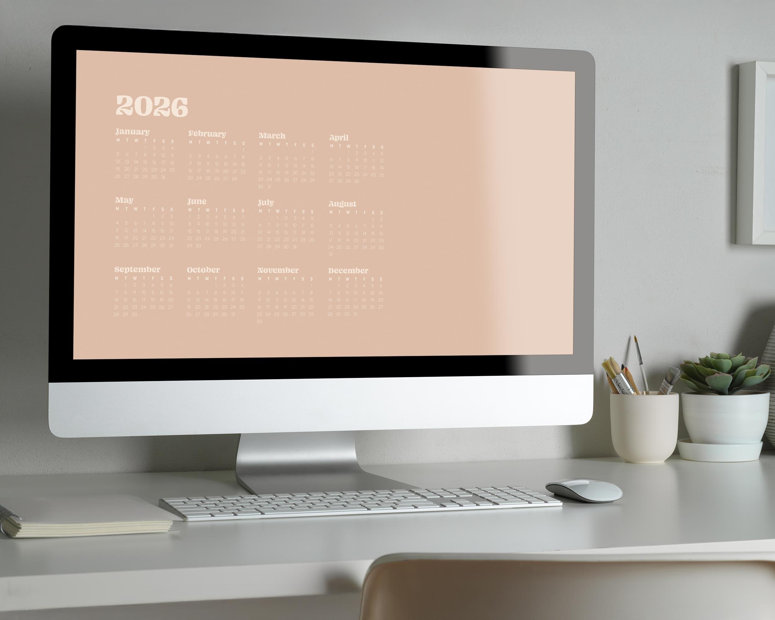 2026 Desktop Wallpapers Full Year, 4K Calendar Backgrounds, 2026 Lock ...