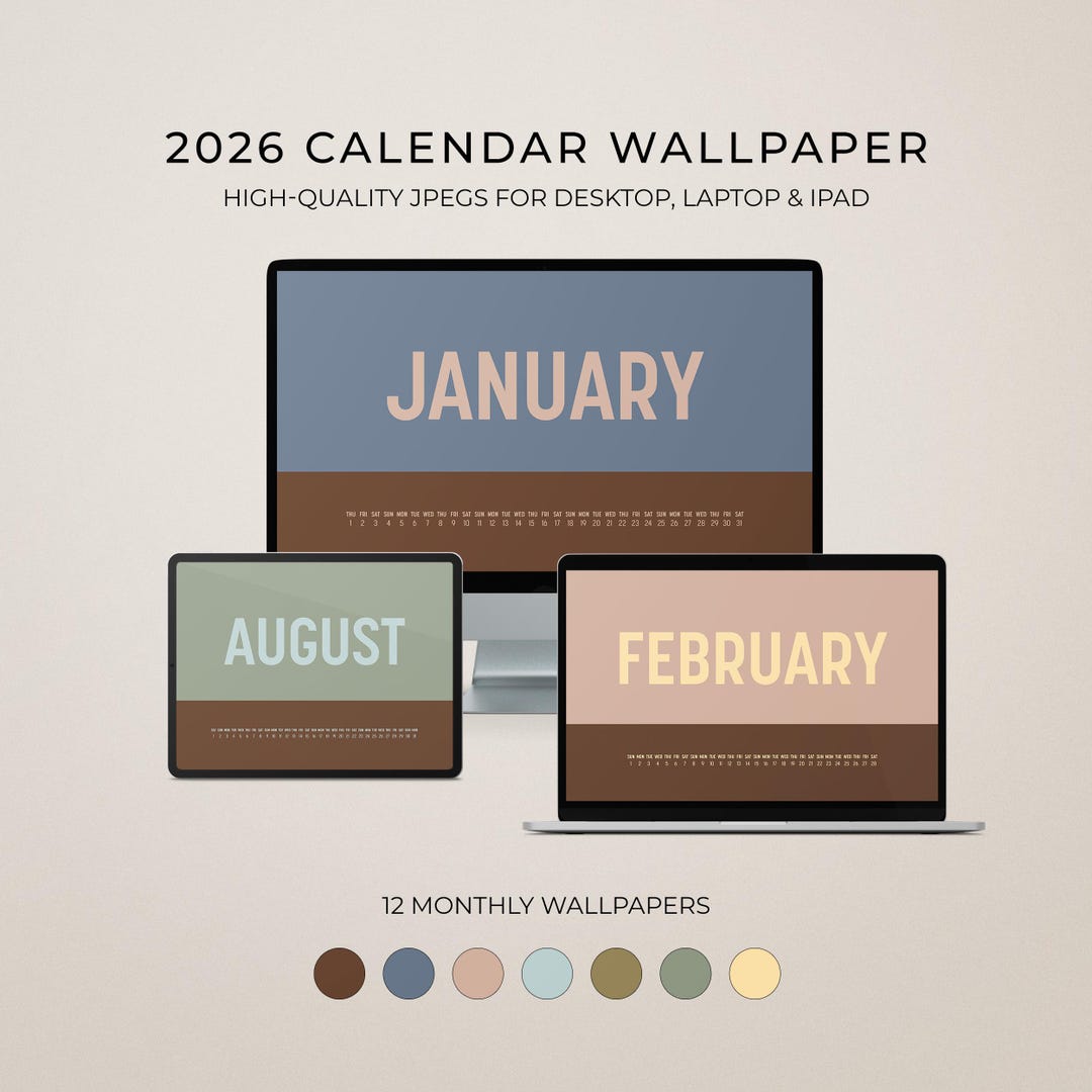 2026 Monthly Desktop Wallpaper Organizer, Minimal Neutral Background ...