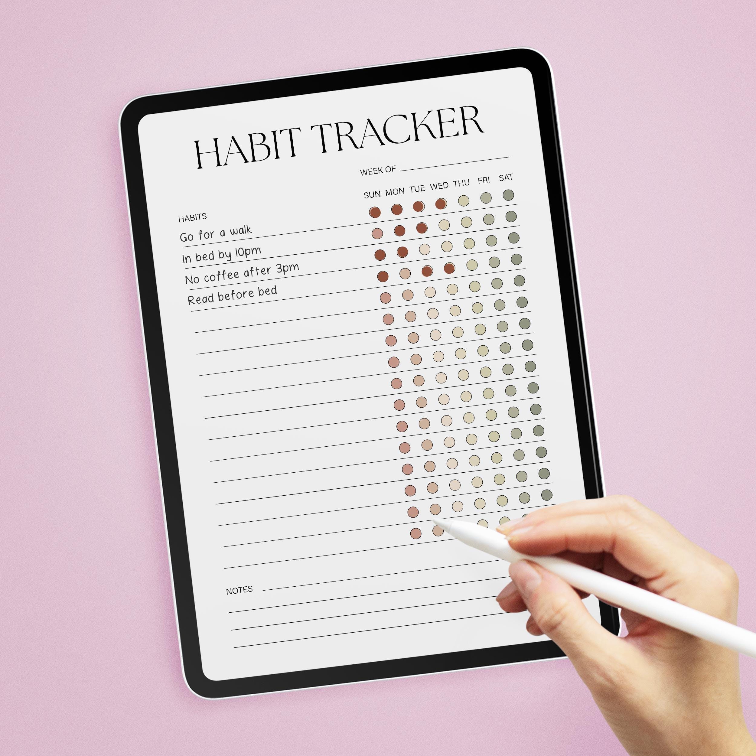Printable Habit Tracker Digital Weekly Routine Checklist Planner Insert ...