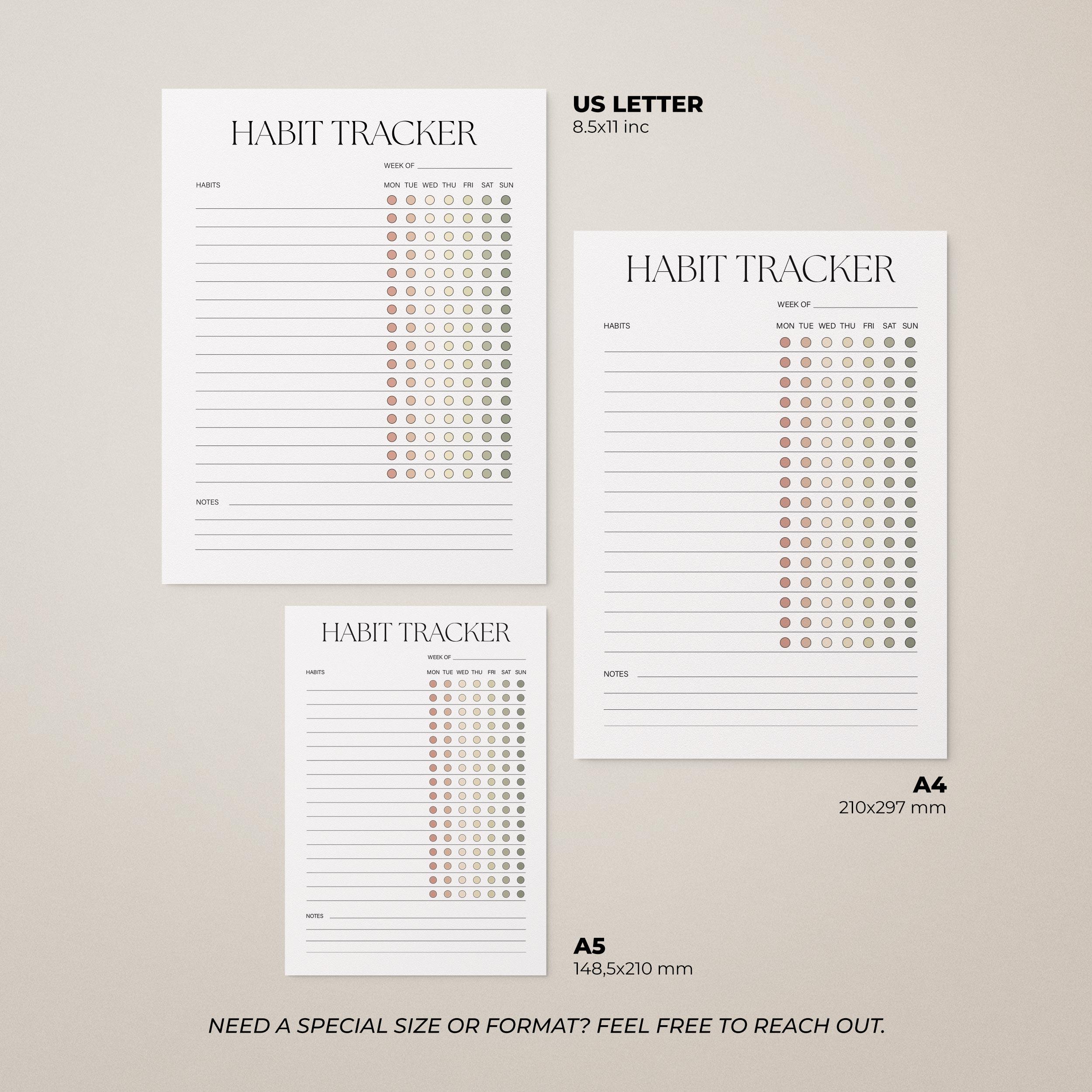 Printable Habit Tracker Digital Weekly Routine Checklist Planner Insert ...
