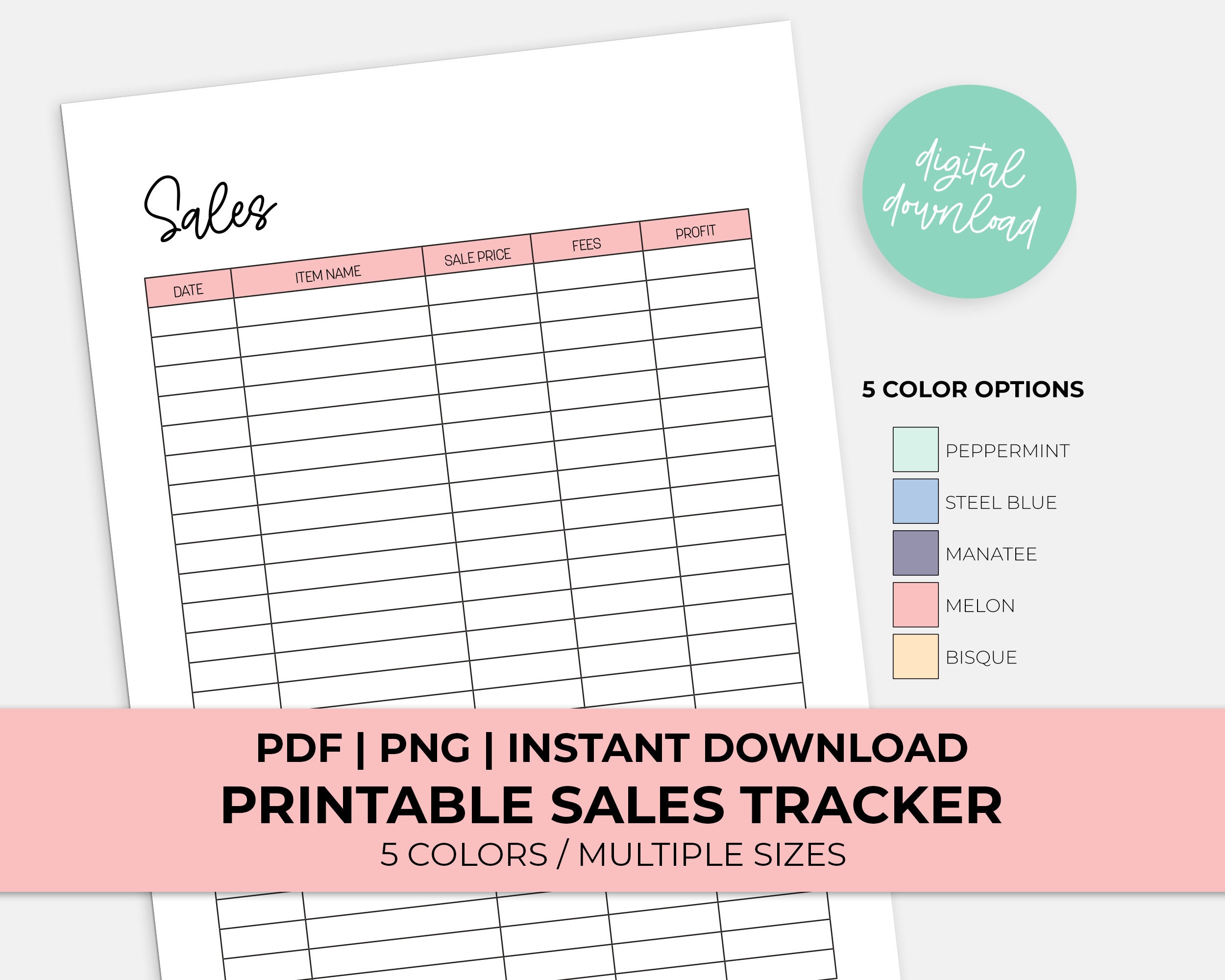 Sales Tracker Printable Small Business Sales Log Online Business Sales Etsy Order Tracker ...