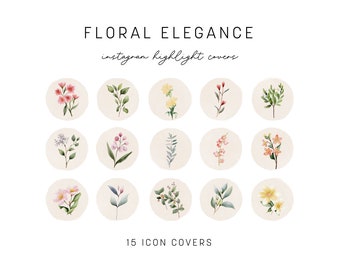 Instagram Highlight Covers Floral Elegance Watercolor IG Story Icons Wildflowers Highlight Circles